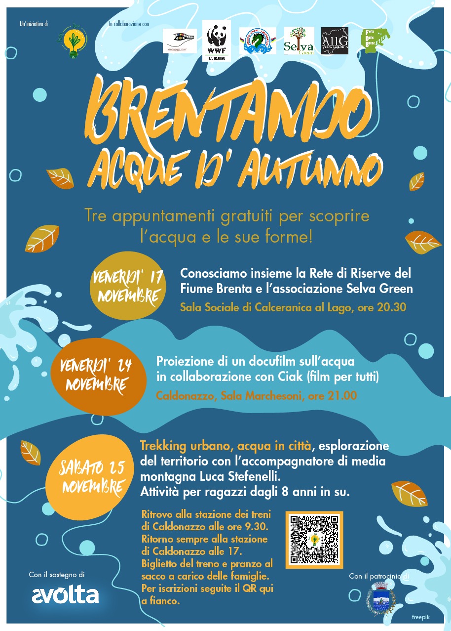 Locandina: Brentando - Acque d'autunno: conosciamo la Rete di Riserve del Fiume Brenta e Selva Green